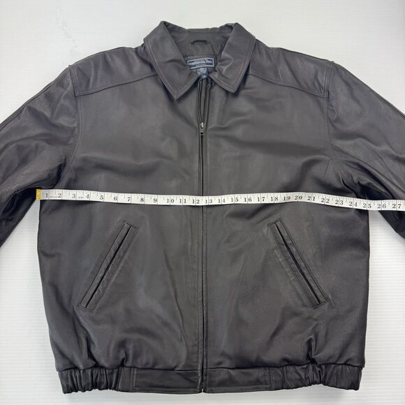 Vintage Y2K Susquehanna Trail Outfitters Leather Bomber Jacket Men’s L Black - Picture 11 of 12